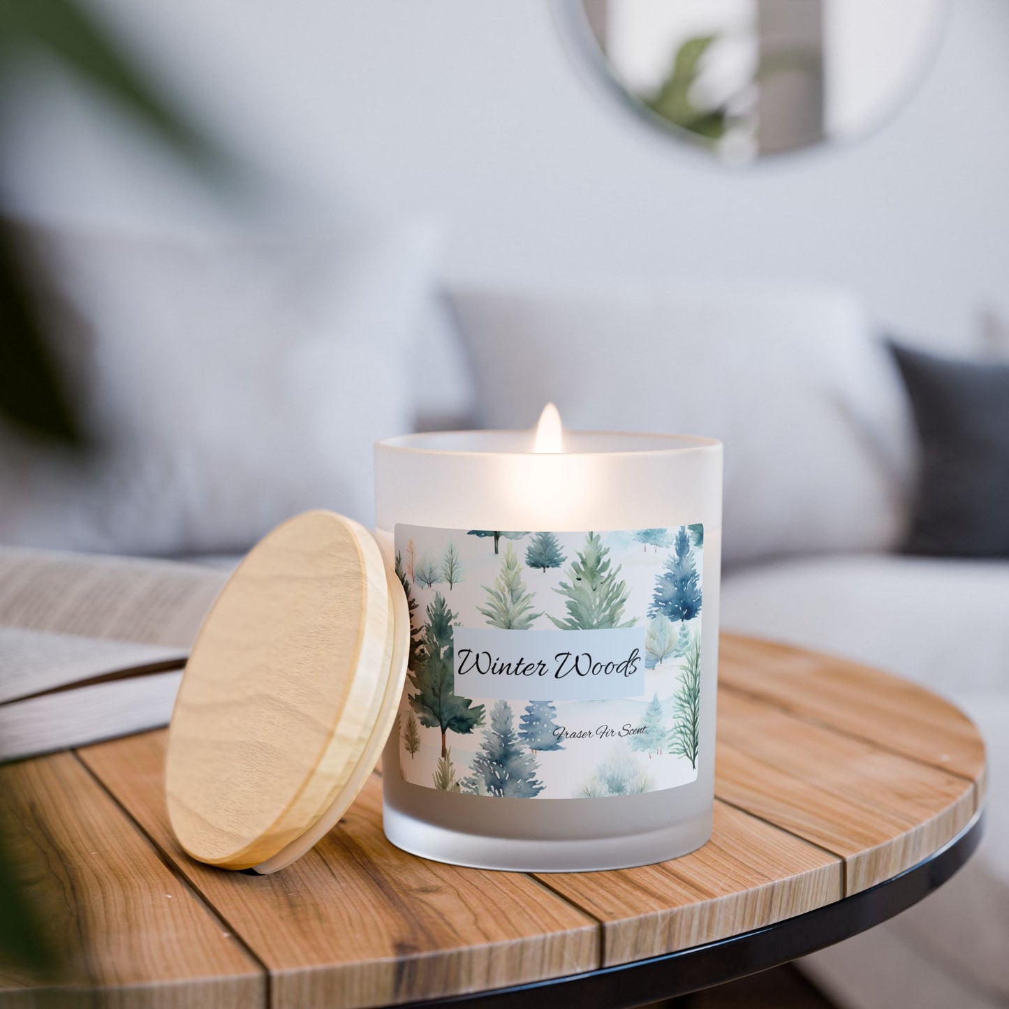 Winter Woods Frosted Glass Candle, 11oz