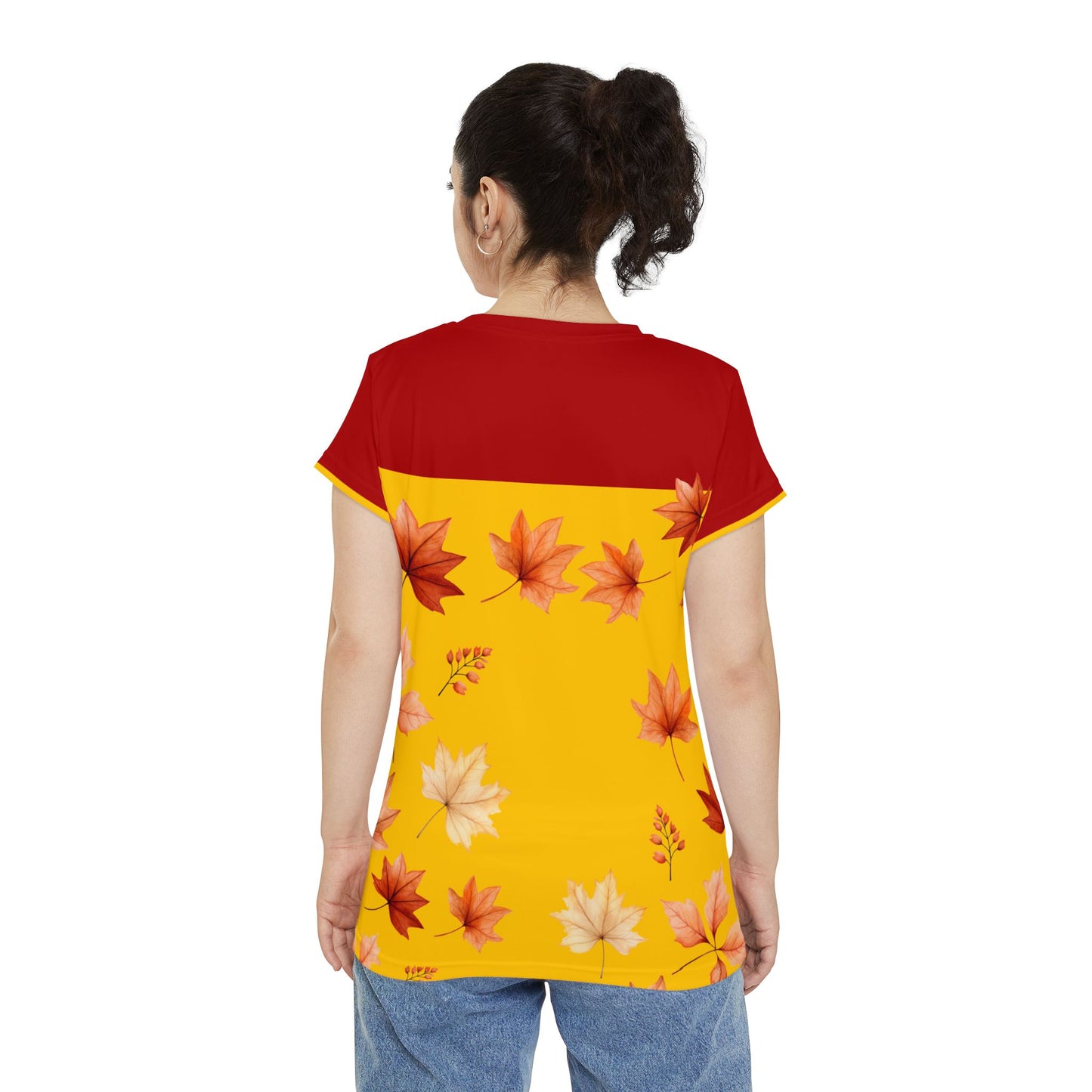 Autumn Leaves Two- Tone Yellow Short Sleeve Shirt