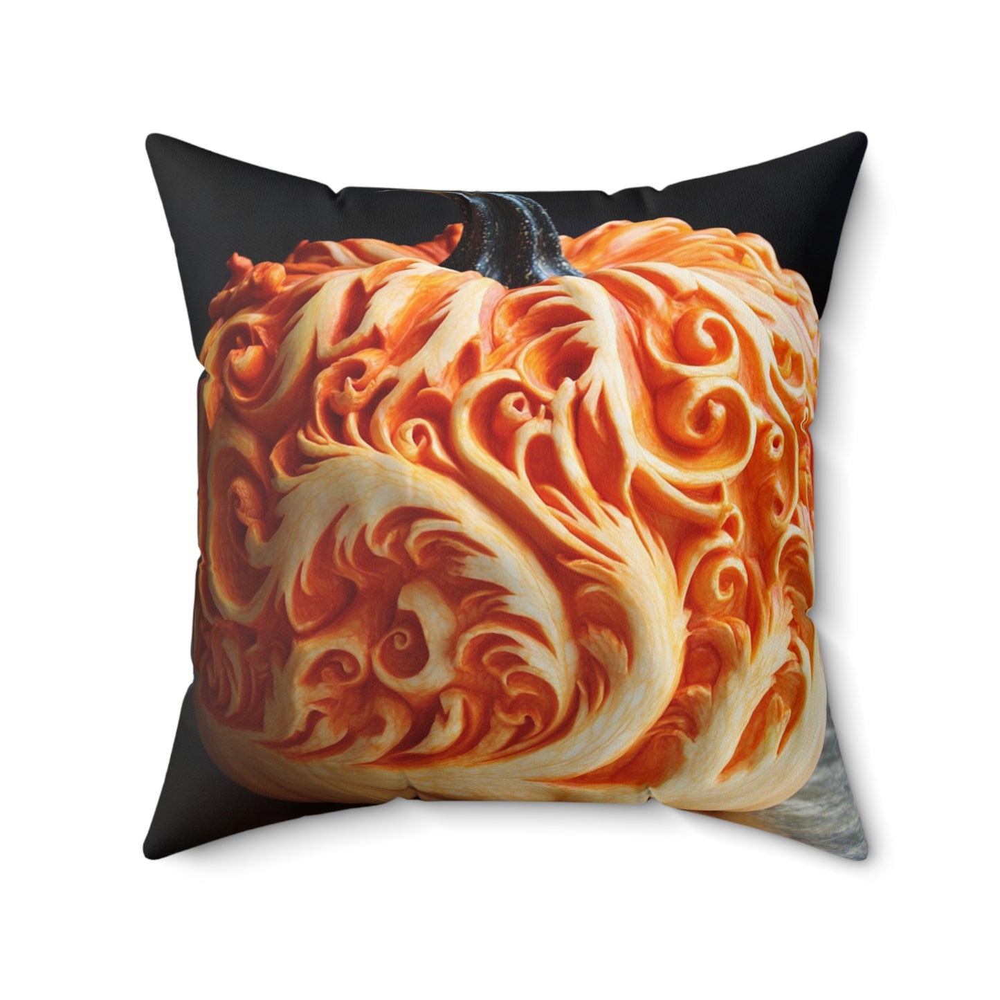 Pumpkin Color Faux Suede Square Pillow