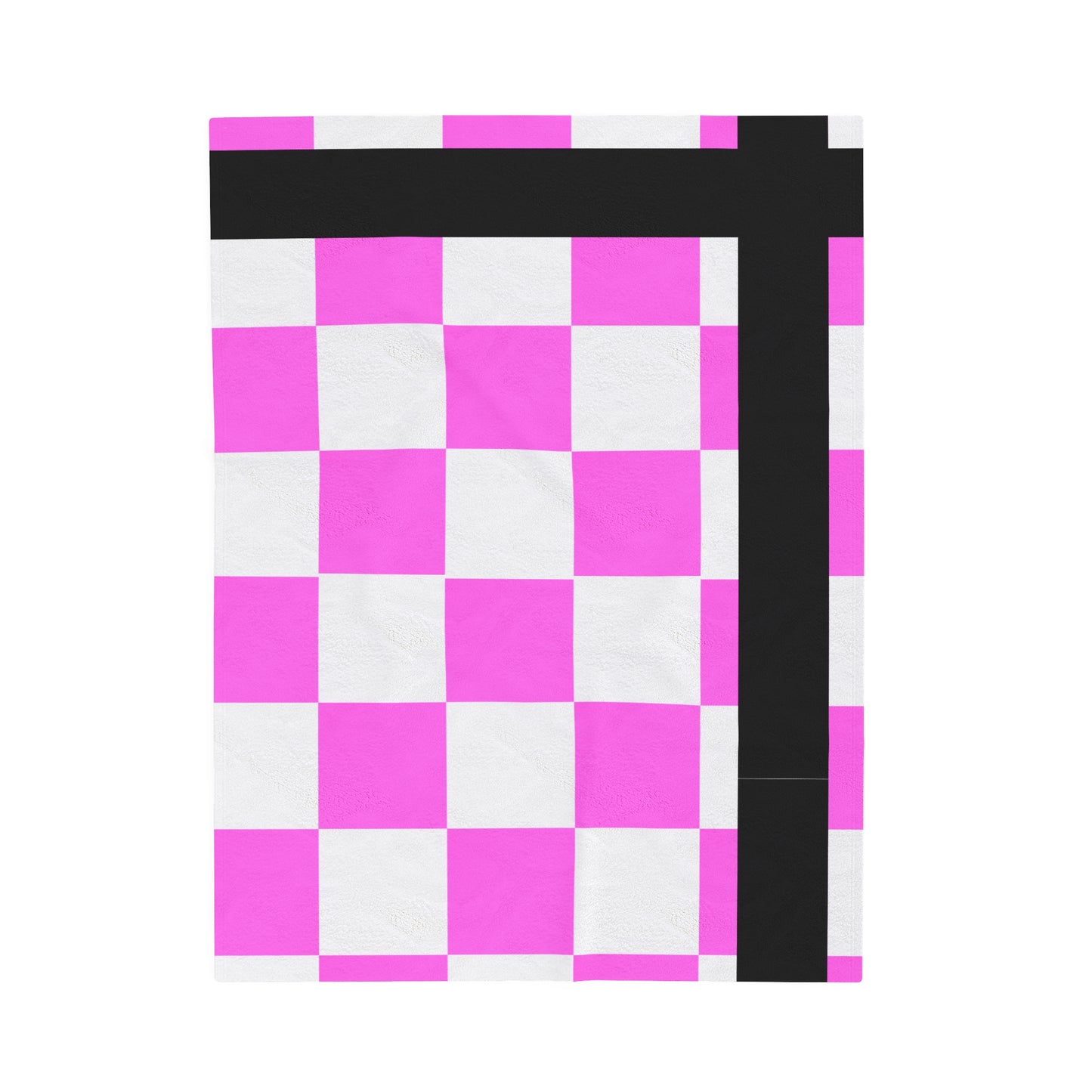 Vibrant Pink Checkered Velveteen Plush Blanket - Cozy & Stylish Home Accessory