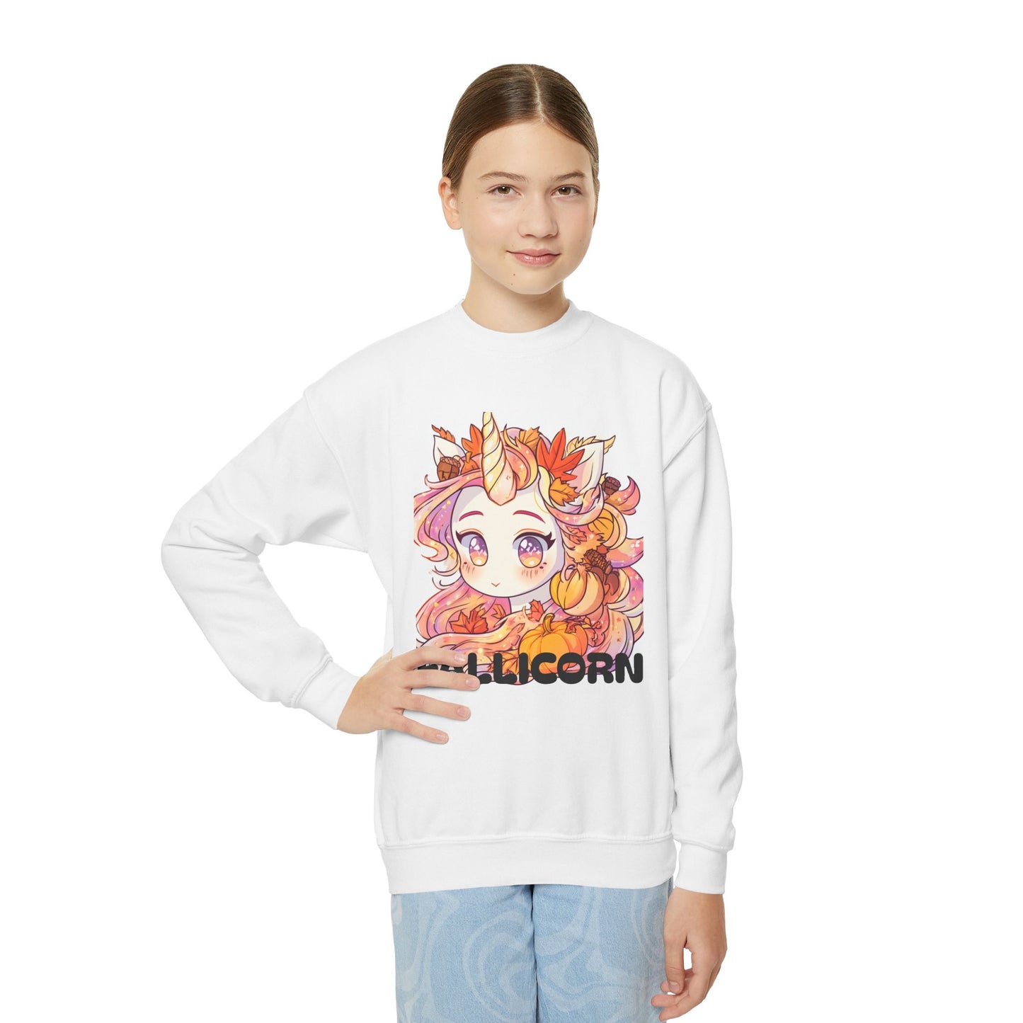 Sweet Fallicorn Fall Youth Crewneck Sweatshirt