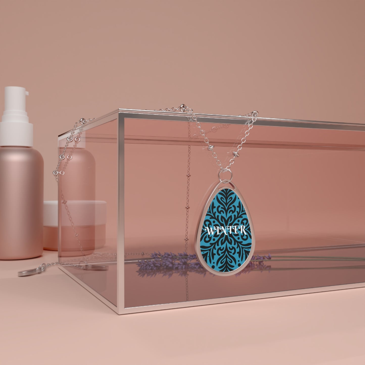 Winter Snowflake Oval Necklace