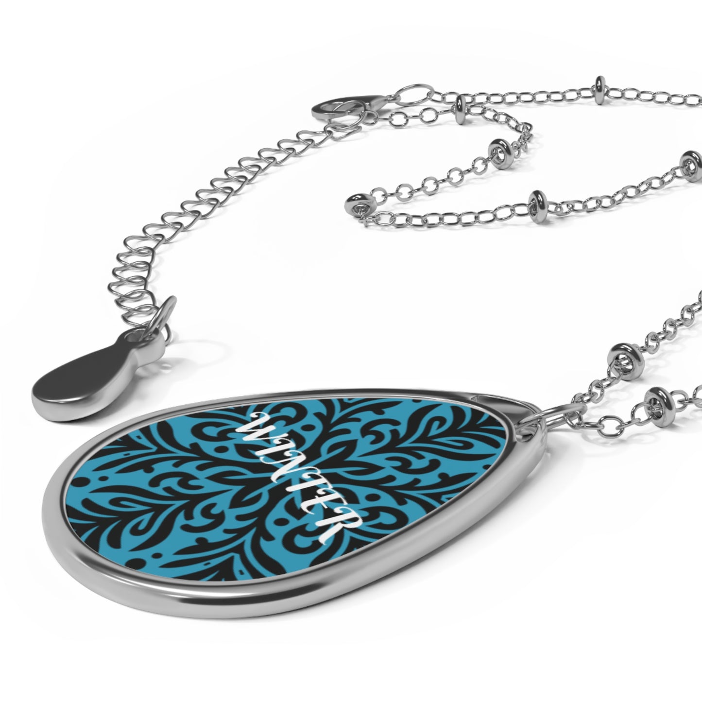 Winter Snowflake Oval Necklace