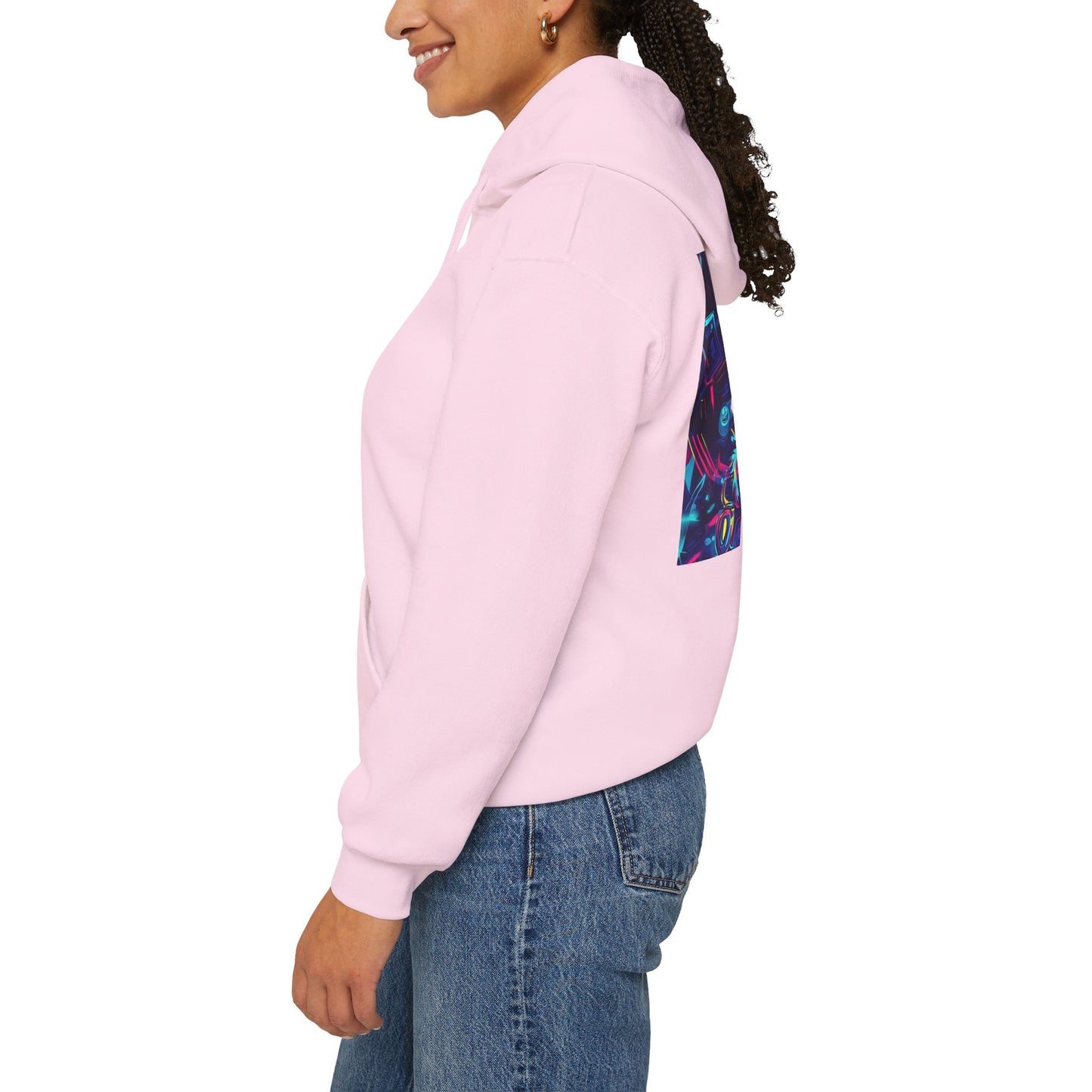 Cute Neon Pup Pink Hooded Sweatshirt