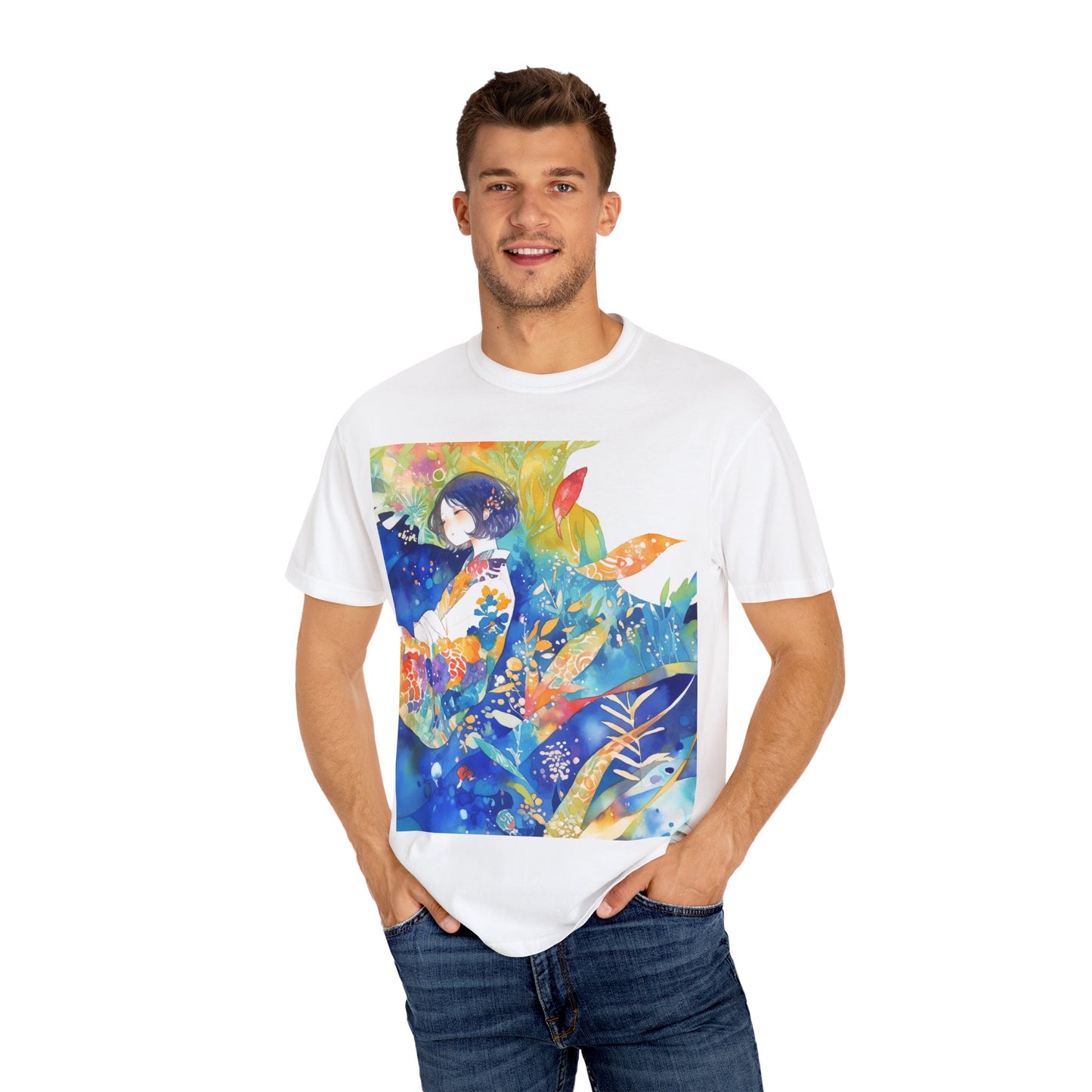 Dreamy Floral Unisex Garment-Dyed T-Shirt