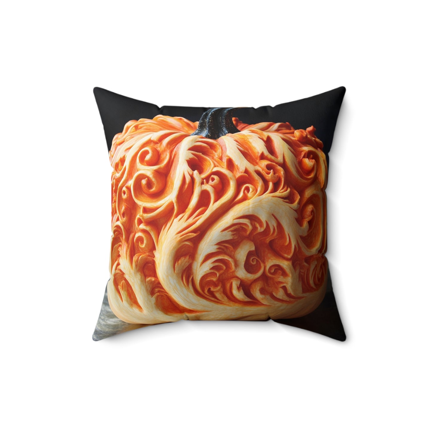 Pumpkin Color Faux Suede Square Pillow
