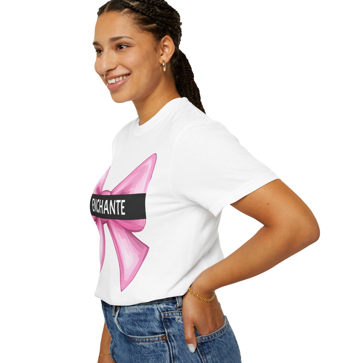 Chic Pink Bow Enchante Graphic T-Shirt