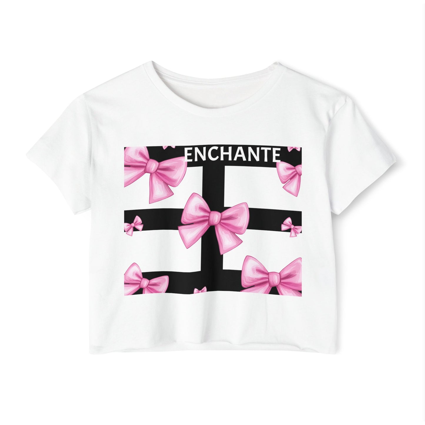 Enchanté Pink Bow Festival Crop Top for Women