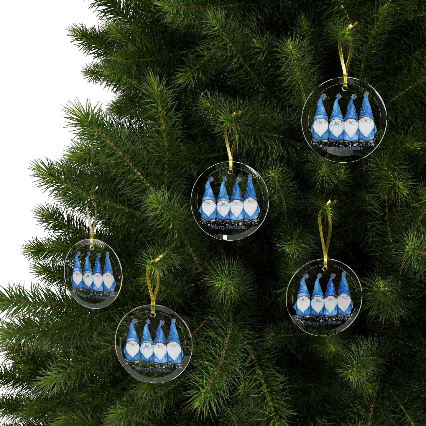 Merry Christmas Winter Gnome Glass Ornaments 2025