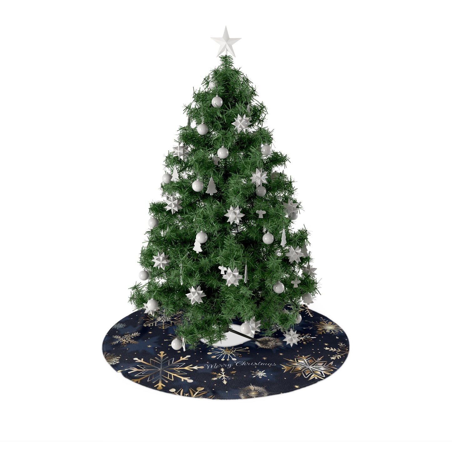 Elegant Merry Christmas Tree Skirt - Snowflake