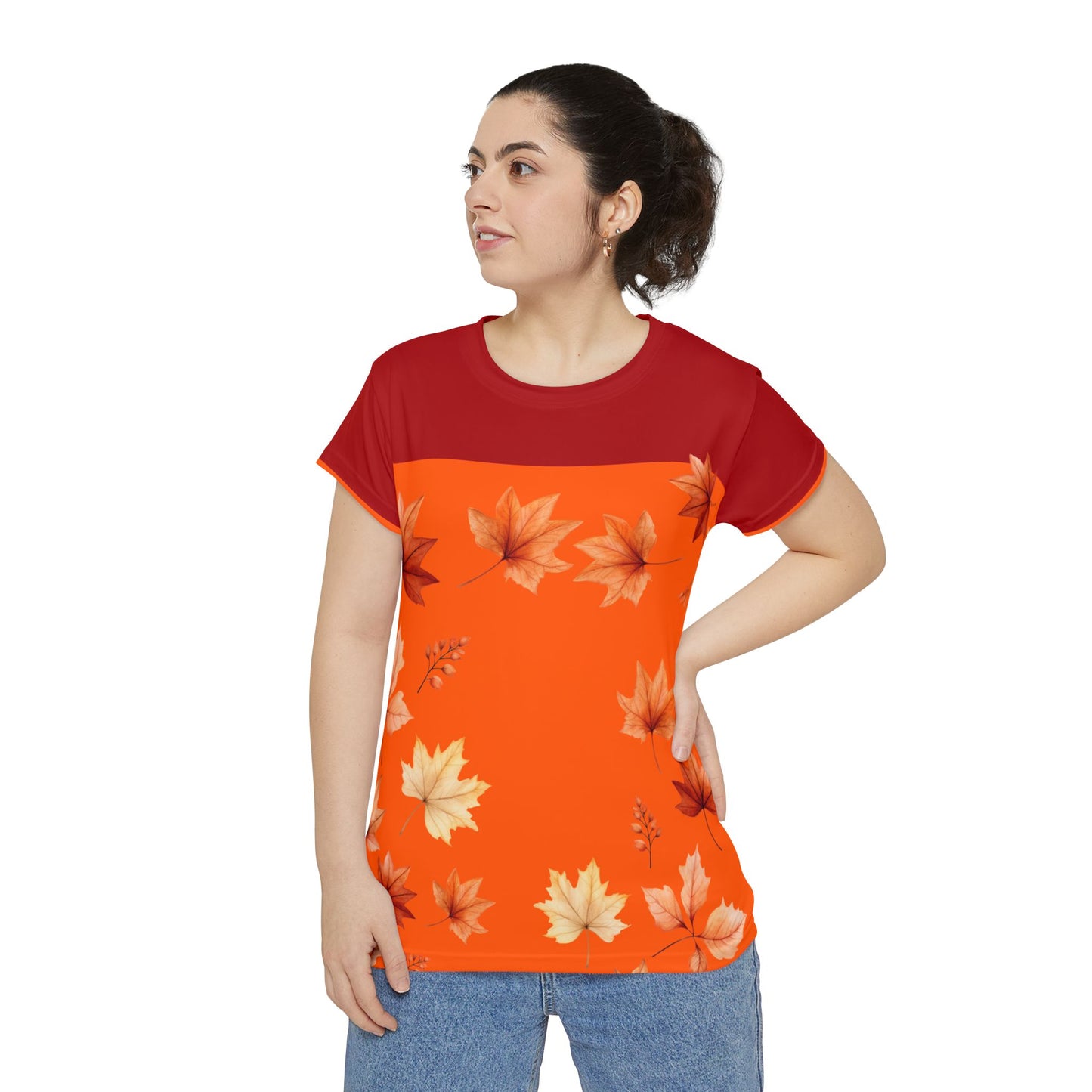 Autumn Leaves Two- Tone Short Sleeve Shirt