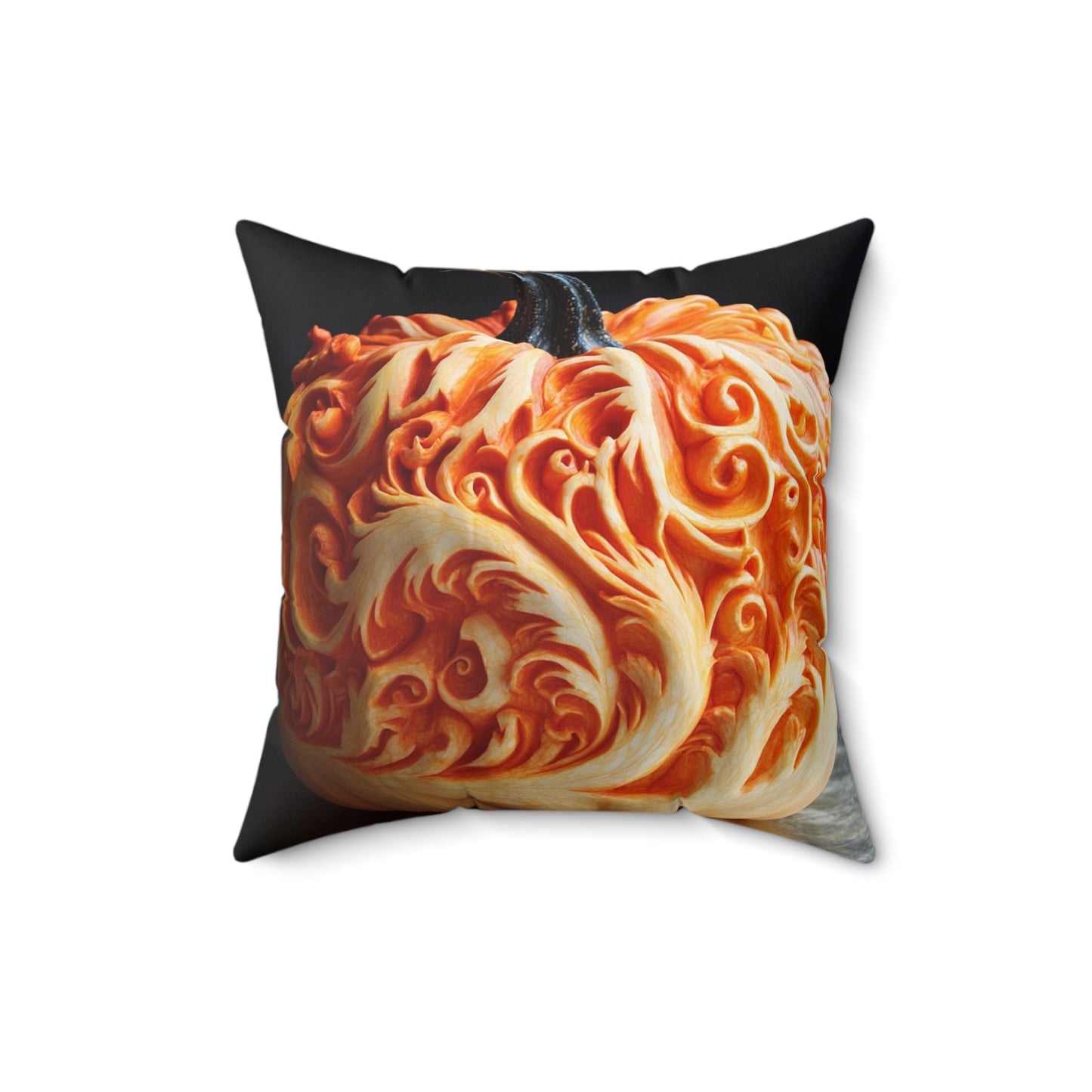 Pumpkin Color Faux Suede Square Pillow