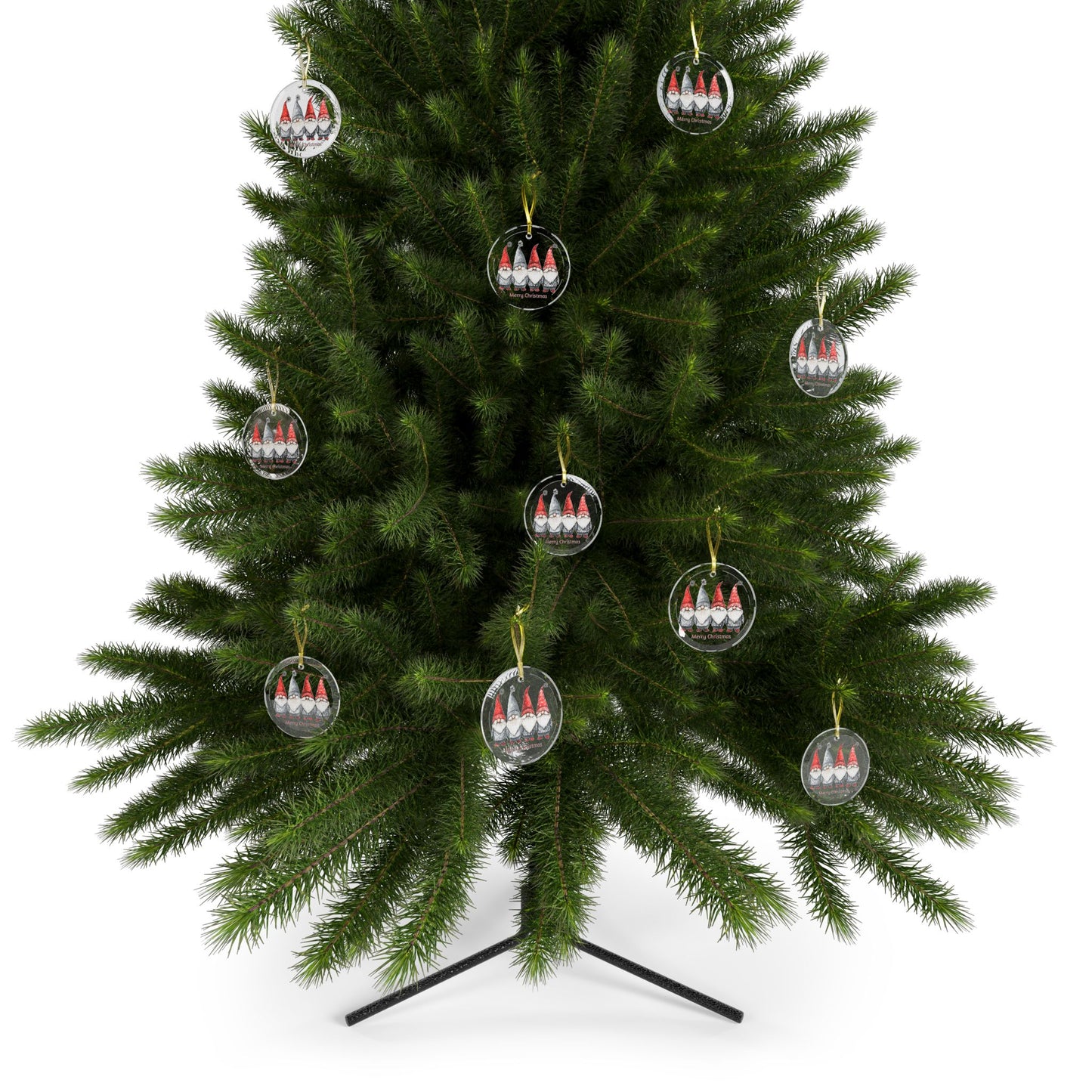 Merry Christmas Gnome Glass Ornaments 2025