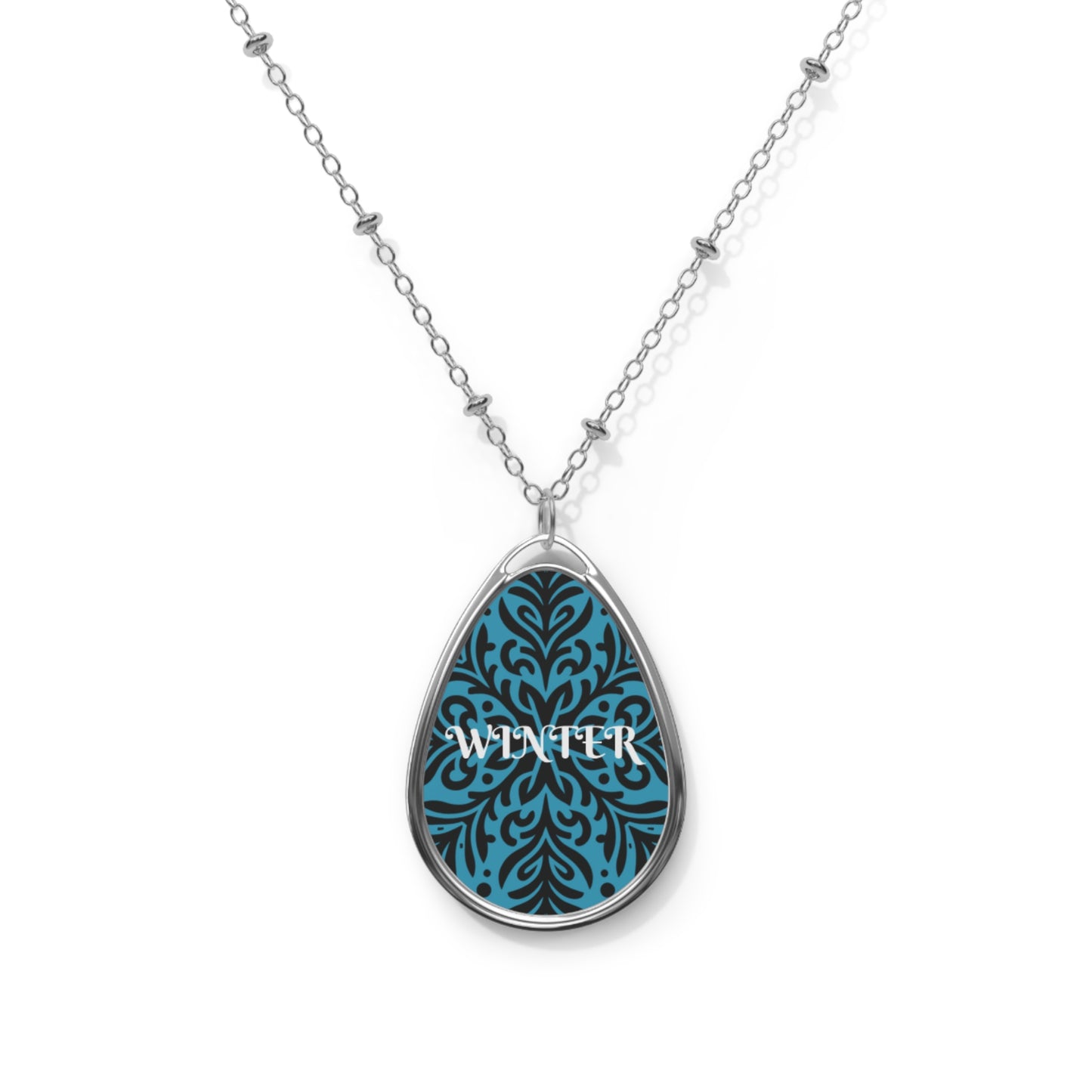 Winter Snowflake Oval Necklace