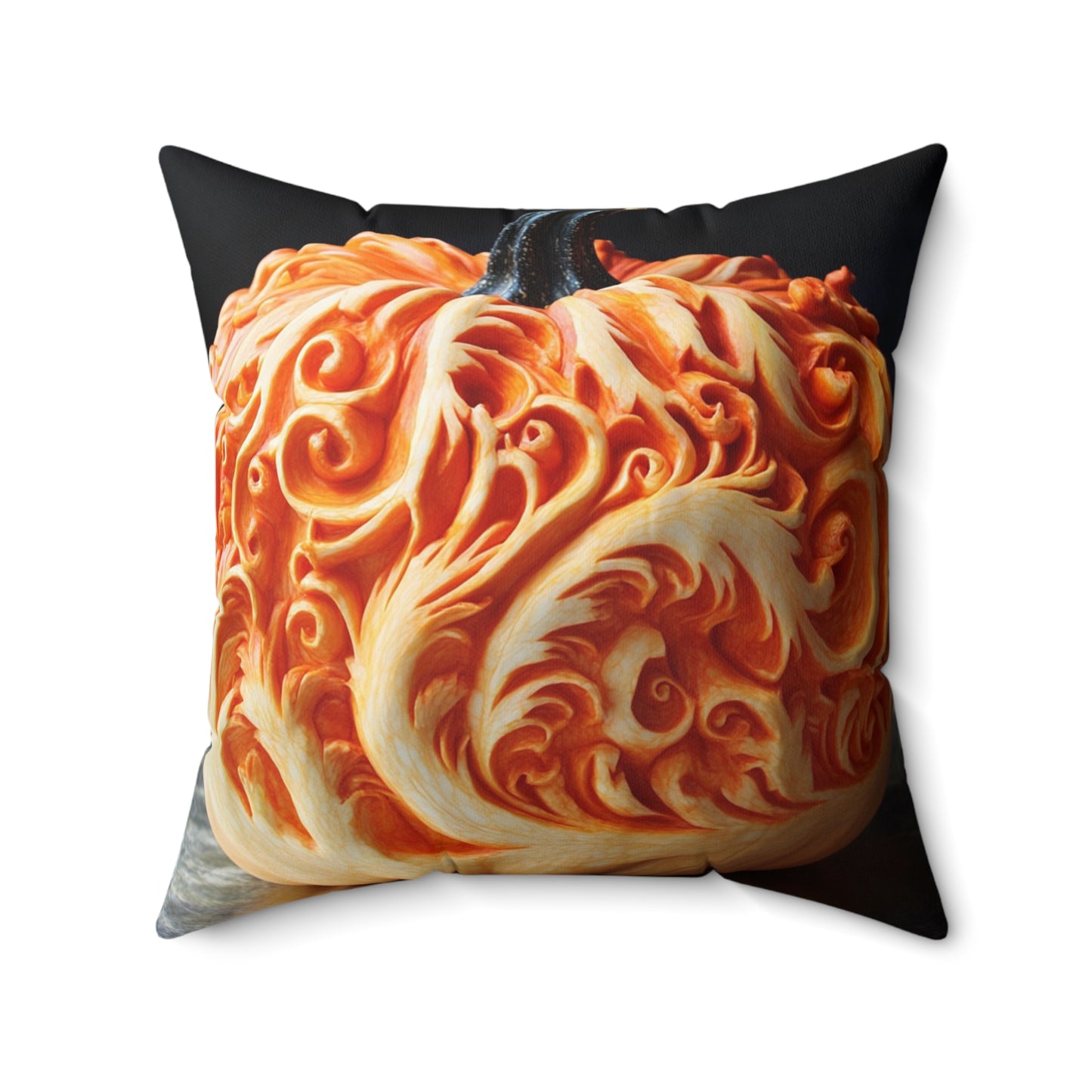 Pumpkin Color Faux Suede Square Pillow