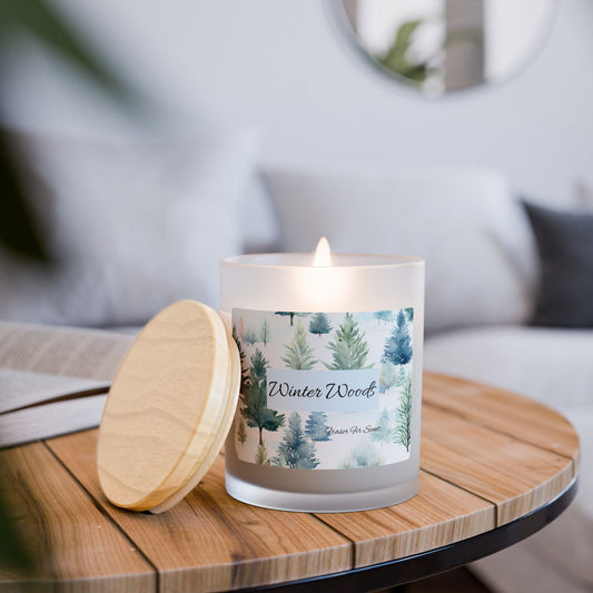 Winter Woods Frosted Glass Candle, 11oz
