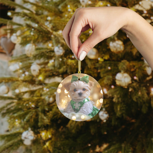 Holiday Pup Glass Ornaments 2025