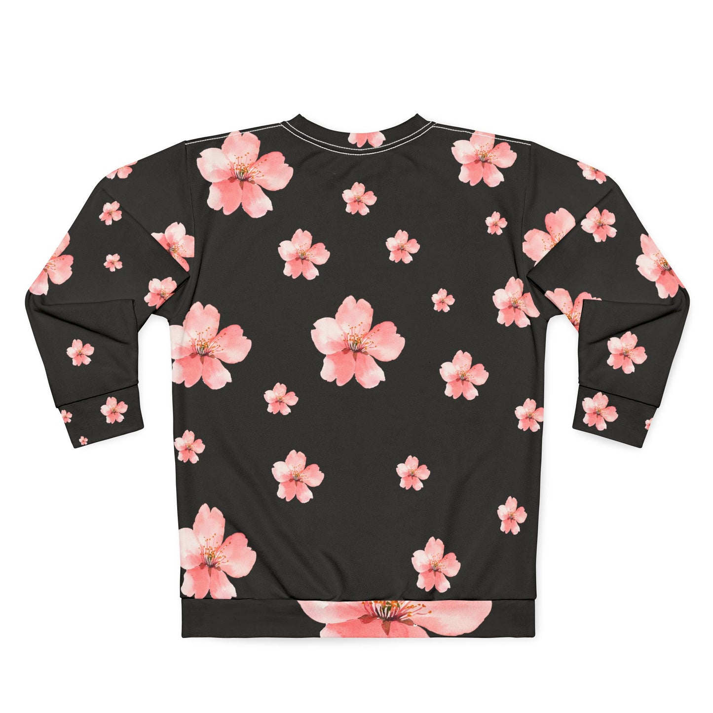 Sakura Flower HD Graphic Sweatshirt - Black