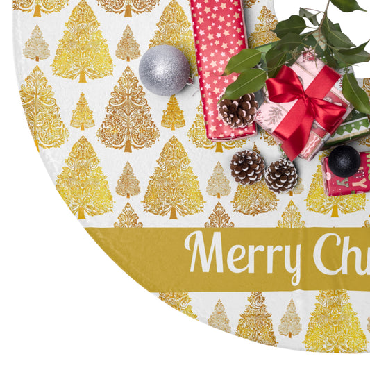 Elegant Merry Christmas Tree Skirt -C1