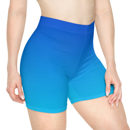Trendy Women's Sky Blue Toned Biker Shorts