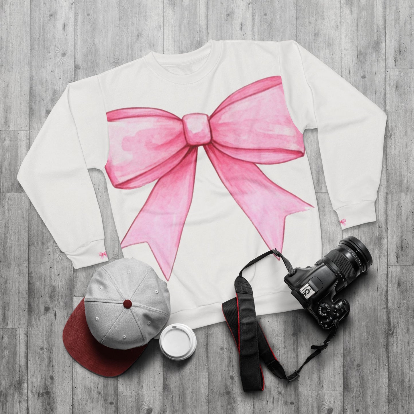 Oversize Pink Bow HD Graphic Sweatshirt