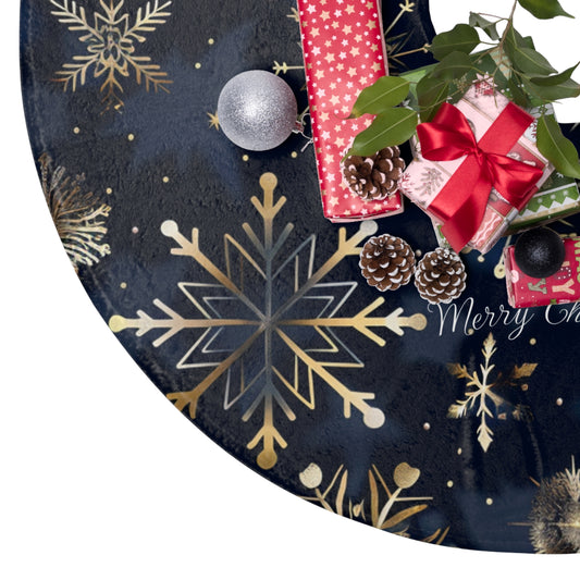 Elegant Merry Christmas Tree Skirt - Snowflake