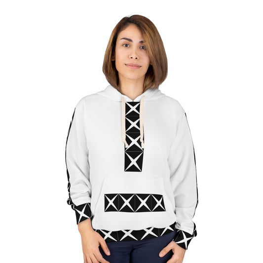 Geometric Cross-Trim Hoodie