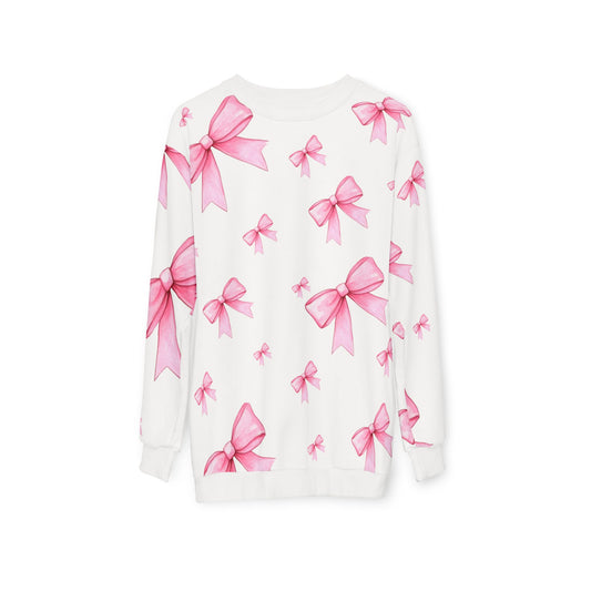 Oversize Pink Bows Allover HD Graphic Sweatshirt