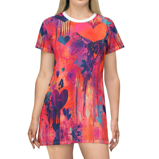 Drippy Hearts T-Shirt Dress