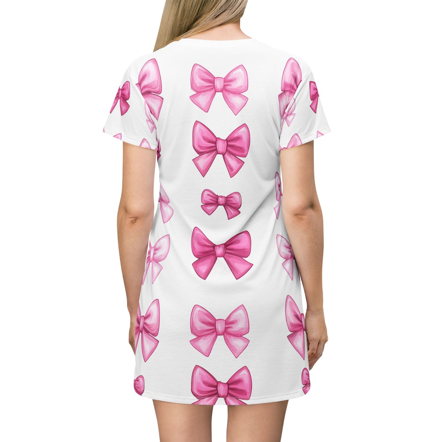 Cute Pink Bow T-Shirt Dress for Girls