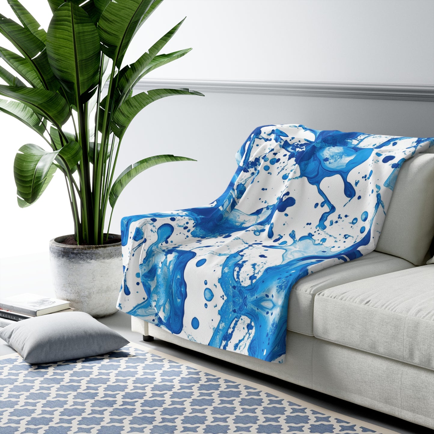 Vibrant Blue Sherpa Fleece Blanket
