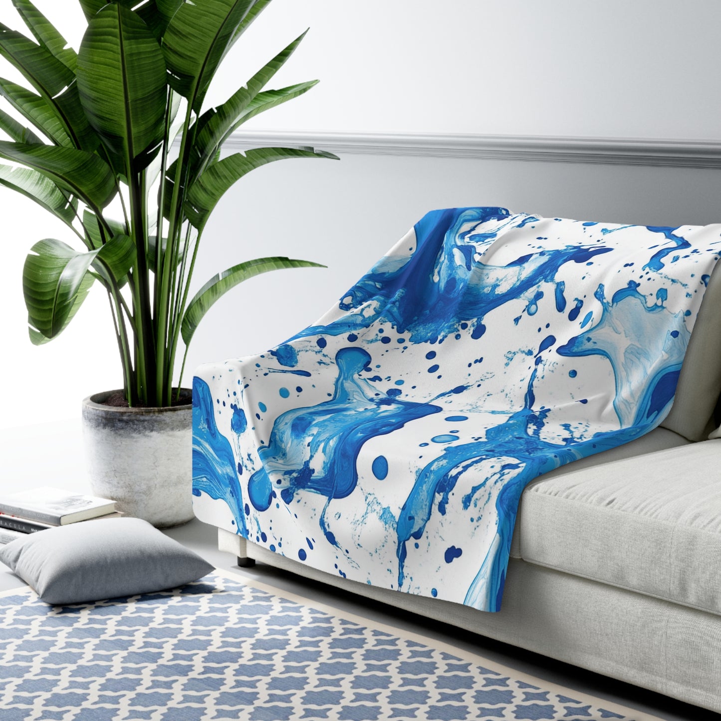 Vibrant Blue Sherpa Fleece Blanket