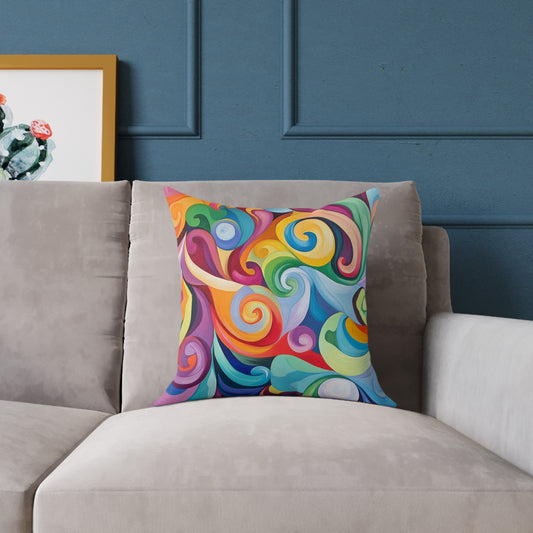 Bright Colorful Swirl Decorative Pillow