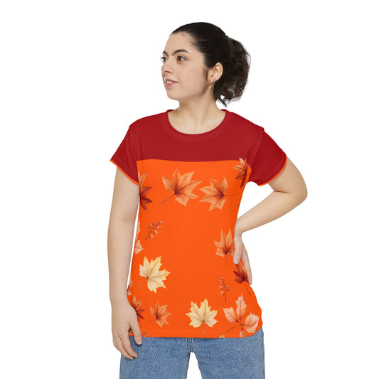 Autumn Leaves Two- Tone Short Sleeve Shirt