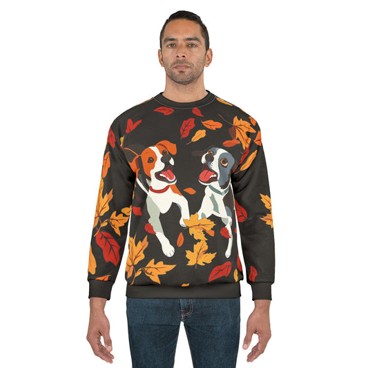 Fall Puppy Playing HD Men Black Sweatshirt