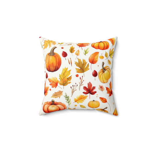 Fall Pumpkin HD Faux Suede Square Pillow