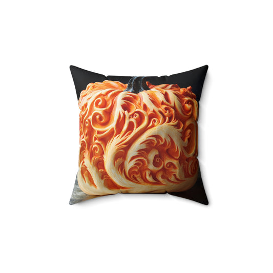 Pumpkin Color Faux Suede Square Pillow