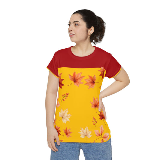 Autumn Leaves Two- Tone Yellow Short Sleeve Shirt