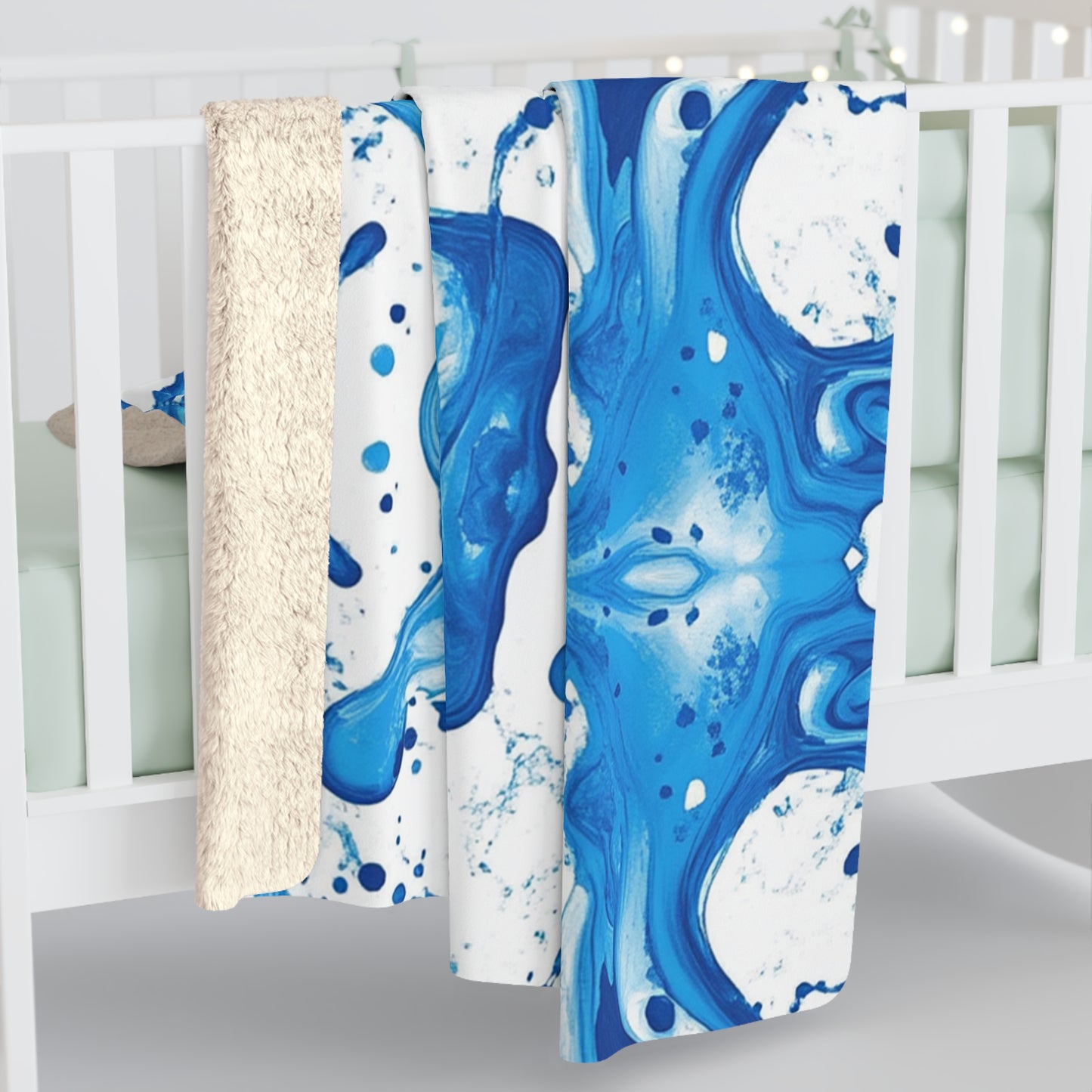 Vibrant Blue Sherpa Fleece Blanket
