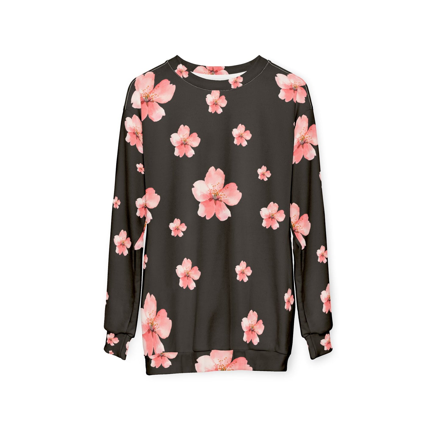 Sakura Flower HD Graphic Sweatshirt - Black